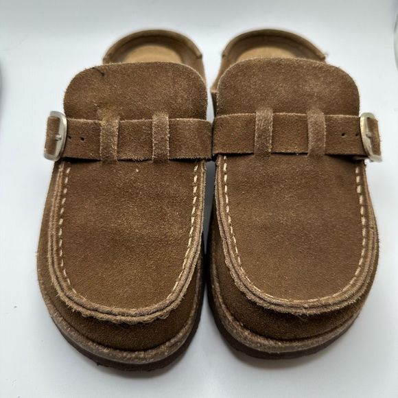 CUSHIONAIRE Women's Genuine Leather Cork Footbed Clog with +Comfort 7 WIDE BROWN - Picture 2 of 8